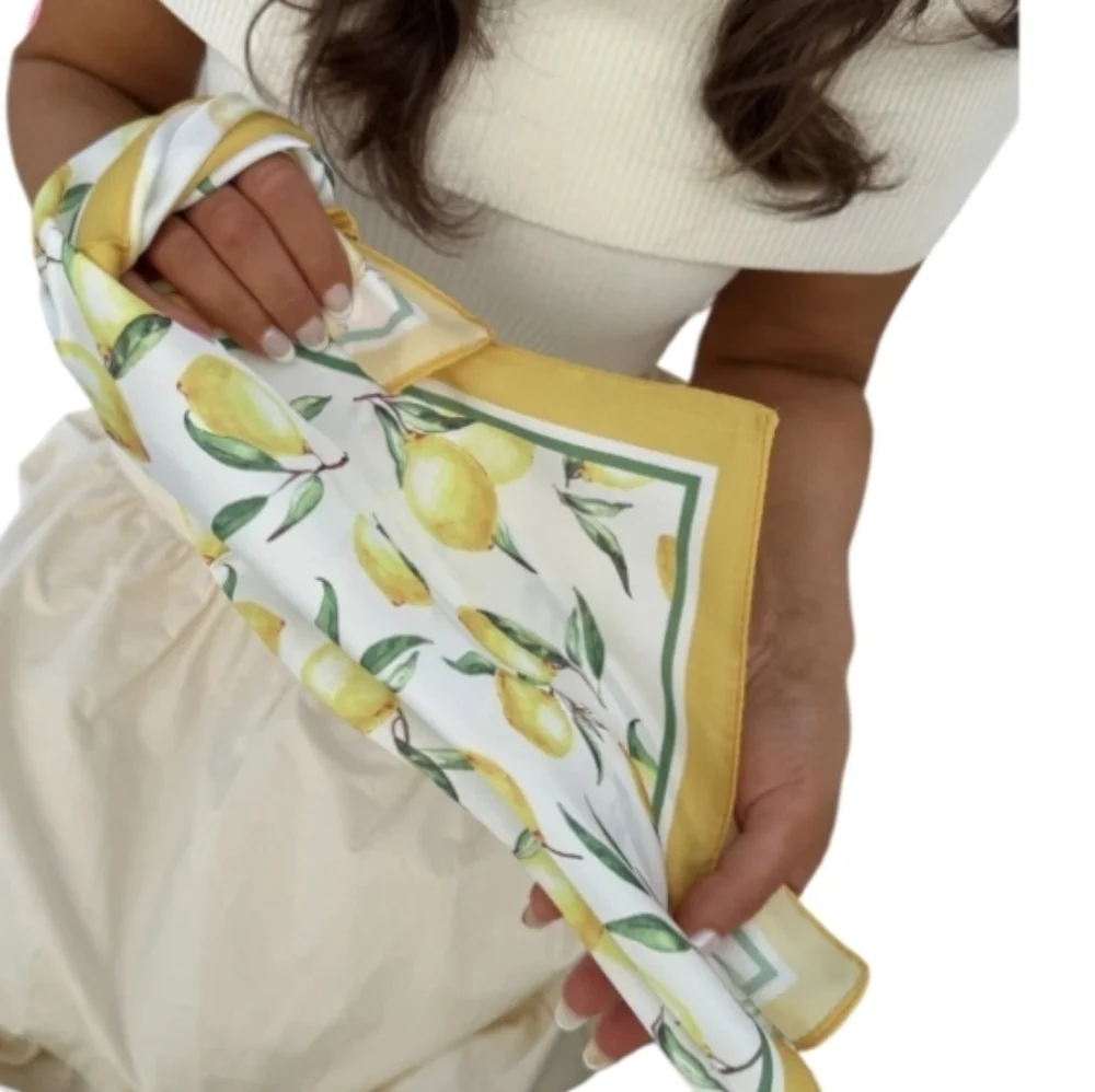 New! Lemon Silk Like Square Scarf Bandana 21